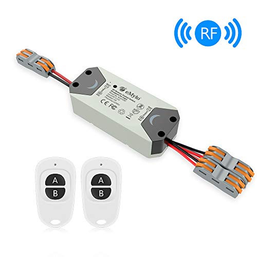 eMylo Smart Relay Switch Wireless RF DC 12V Two 2-Channel Remote Control Switch 5V-24V RF Relay Switch Home Automation 433Mhz with Two Transmitters 1 pack