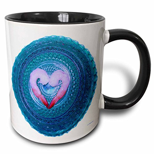 3dRose 6241_4 Shrimp on a Blue Crystal Bowl-Two Tone Black Mug 11 oz Multicolored