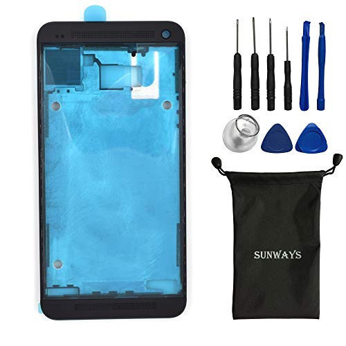 sunways Screen Front Frame(Frame Only) Replacement for HTC One M7 801e 801n 801c 801s(Black)