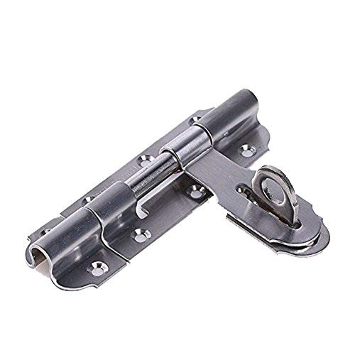 HomDSim Door Latch Sliding Lock Barrel Bolt Heavy Duty Marine Gate Lock Spring Load Bolt Latch Hasps Sliding Bolt Door and Gate Latch in Stainless Steel Brushed Nickel (4inch)