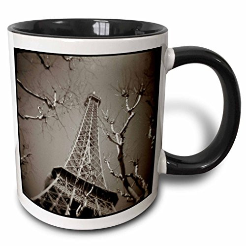 3dRose mug_81535_4"Looking up at the Eiffel Tower in Paris, France - EU09 MCU0001 - Mel Curtis" Two Tone Black Mug, 11 oz, Multicolor
