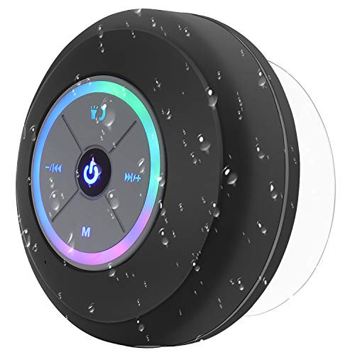 Bluetooth Shower Speaker,PEYOU IPX4 Waterproof Portable Wireless Shower Speaker with Suction Cup & LED Mood Lights?Bass HD Sound?Built in Mic?Support TF Card & FM Radio, for Party, Pool, Beach,Outdoor