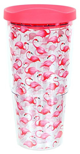 DEI Flamingo Insulated Plastic Tumbler,Pink,20 oz.