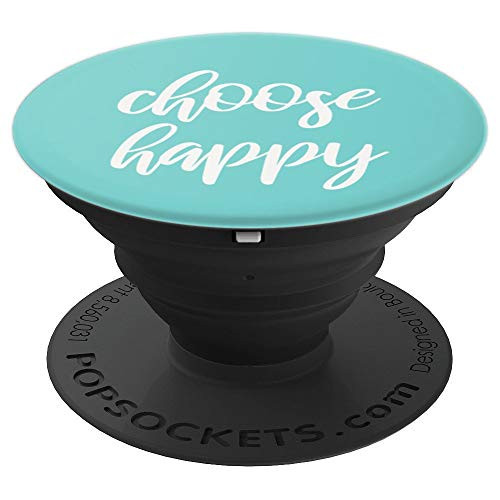 CHOOSE-HAPPY Pop-Socket with Inspirational Soft-Mint [White] - PopSockets Grip and Stand for Phones and Tablets