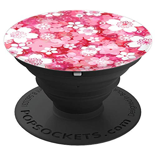 White-Pink Pop-Socket with Japanese Cherry-Blossoms - PopSockets Grip and Stand for Phones and Tablets