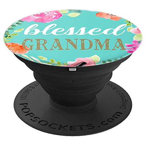 Blessed Grandma Hawaiian Tropical Floral Wreath Gift Aqua - PopSockets Grip and Stand for Phones and Tablets Blessed Grandma Hawaiian Tropical Floral Wreath Gift Aqua - PopSockets Grip and Stand for Phones and Tablets