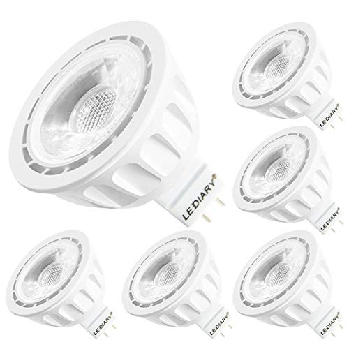 LEDIARY MR16 Led Bulb, Non Dimmable GU5.3 Base LED Light Bulbs, 50 Watts Halogen Bulbs Replacement for Spot Lights, Track Lighting, 12V, 3000K Warm White, 5 Watts, Pack of 6