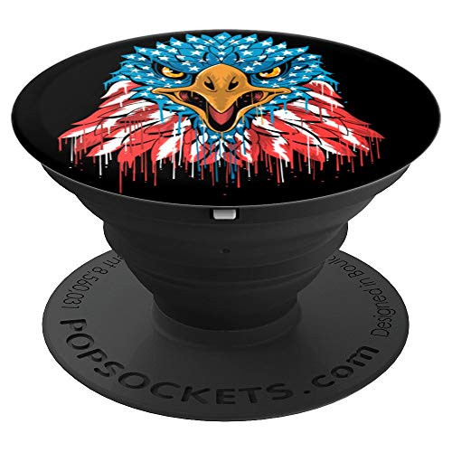 Bald Eagle Head in American Flag for Patriotic 4th of July  PopSockets Grip and Stand for Phones and Tablets