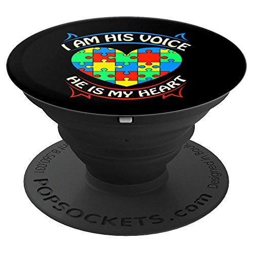 BDAZ Autism Awareness I Am His Voice He Is My Heart - PopSockets Grip and Stand for Phones and Tablets