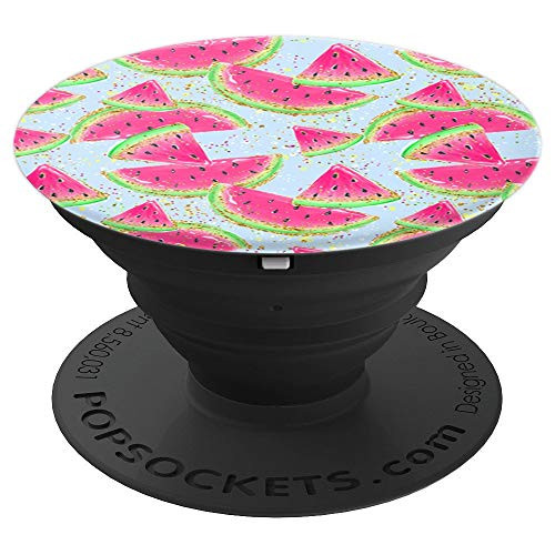 Watermelon Cute Pink Green Blue Background Beach Spring - PopSockets Grip and Stand for Phones and Tablets