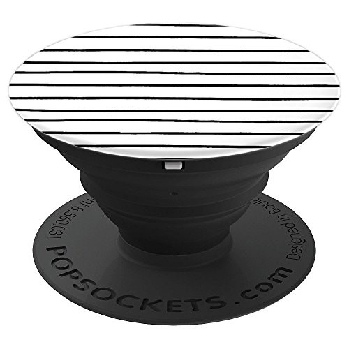 PRETTY SHABBY CHIC phone - BLACK AND WHITE STRIPES - PopSockets Grip and Stand for Phones and Tablets