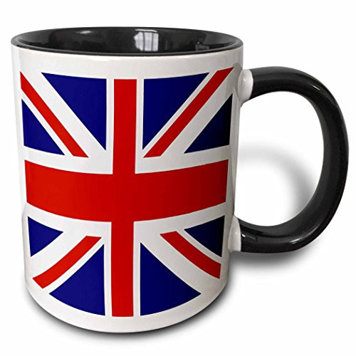 3dRose 62560_4 Union Jack Old British Naval Flag Ceramic Mug 11oz Black/White