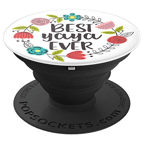 Cute Best Yaya Ever Spring Floral Wreath New Grandma Gift - PopSockets Grip and Stand for Phones and Tablets