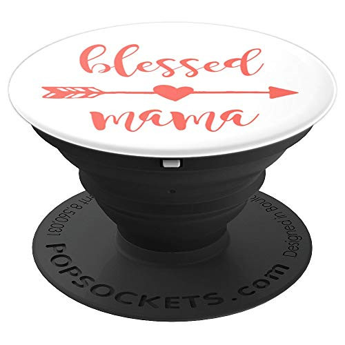 Blessed Mama Coral White Cute Arrow Heart Mom Gift Zx - PopSockets Grip and Stand for Phones and Tablets