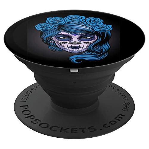 Blue, Sugar Skull Woman, Day Of The Dead Sugarskull - PopSockets Grip and Stand for Phones and Tablets