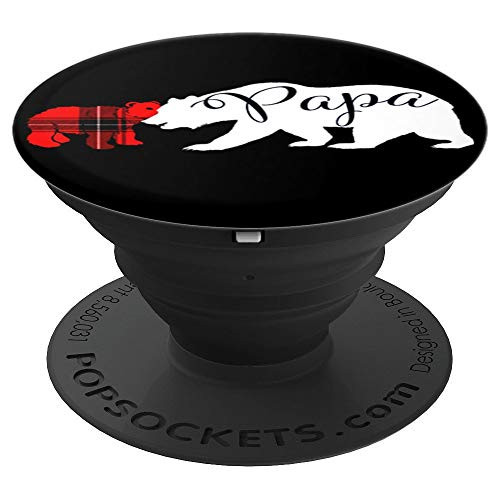 Papa Bear Red Plaid Cub Grandpa Christmas Gift Grand Father - PopSockets Grip and Stand for Phones and Tablets