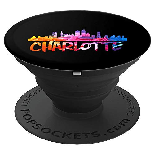 Charlotte City Watercolors Skyline Best City  - PopSockets Grip and Stand for Phones and Tablets