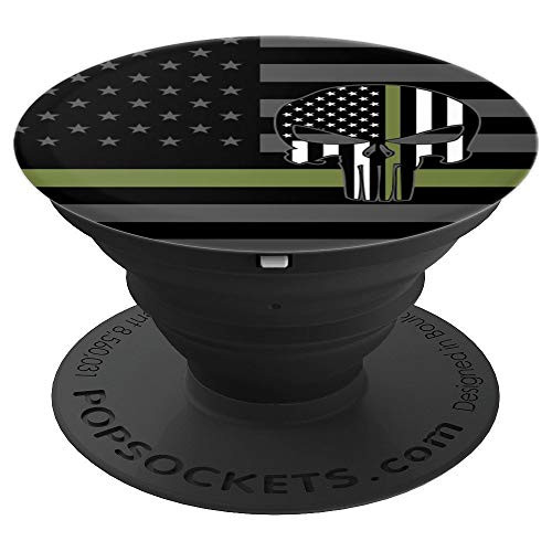 Thin Green Line Popsockets Army Military USA Flag Skull - PopSockets Grip and Stand for Phones and Tablets