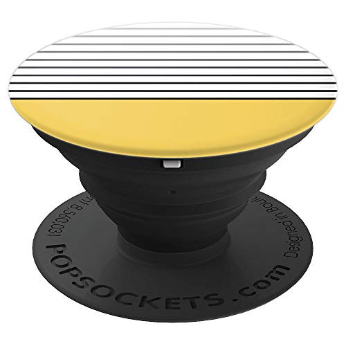XR-Yellow Solid Pop-Socket Black-Stripes - PopSockets Grip and Stand for Phones and Tablets