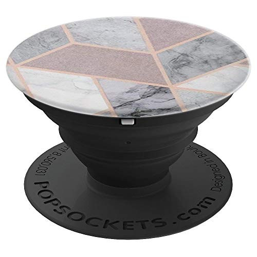 Pop Socket Marble Grey Pink Rose Gold White Geometric Design - PopSockets Grip and Stand for Phones and Tablets