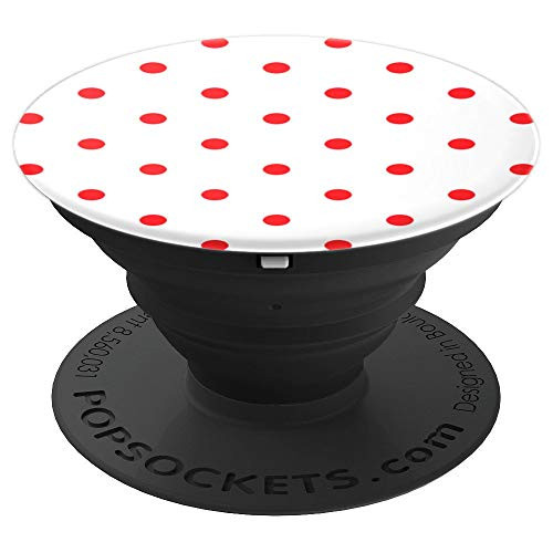 Red Polka Dot Pop Socket on White - Ladybug Lover Pattern - PopSockets Grip and Stand for Phones and Tablets