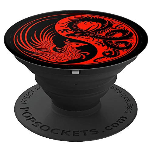 Red and Black Dragon Phoenix Yin Yang gift grip - PopSockets Grip and Stand for Phones and Tablets