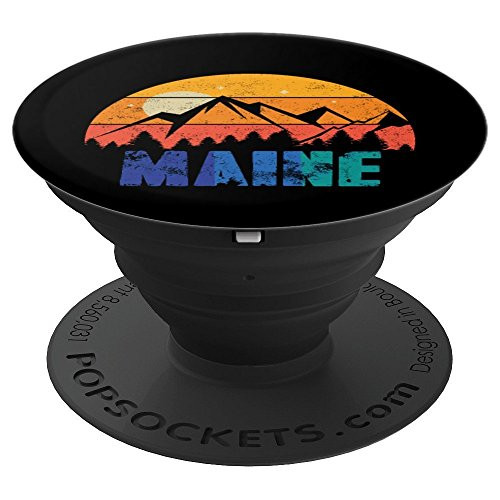 Retro Vintage Maine With Mountain And Forest - PopSockets Grip and Stand for Phones and Tablets