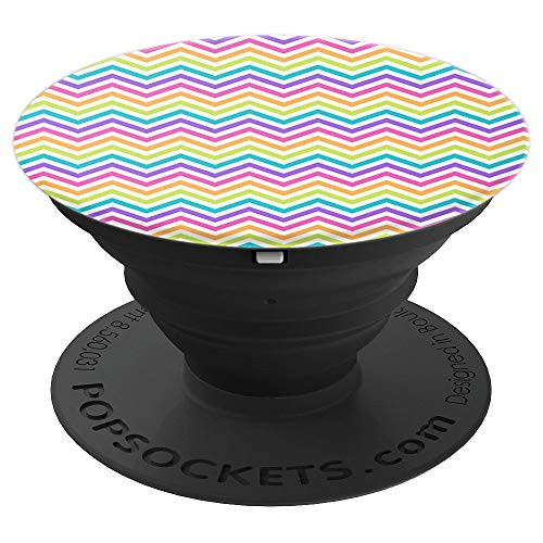 Rainbow Chevron Pattern Fun Spring Colors - PopSockets Grip and Stand for Phones and Tablets
