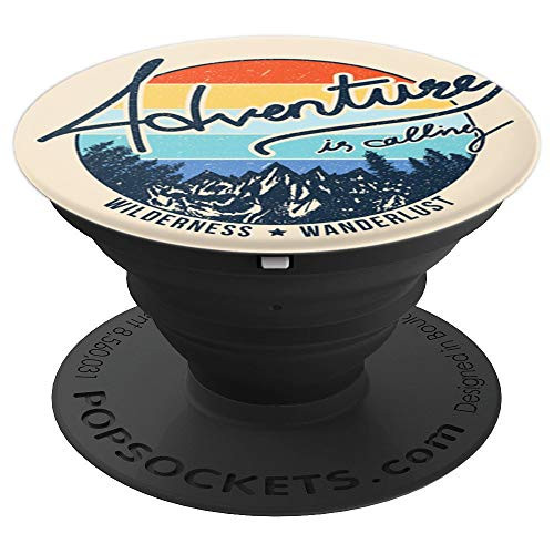 Adventure is Calling Retro Mountains Wanderlust - PopSockets Grip and Stand for Phones and Tablets