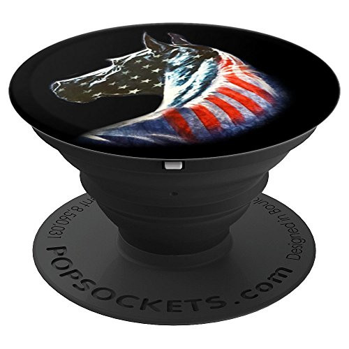 Vintage American Flag Horse Lover Mom 4th of July Gift - PopSockets Grip and Stand for Phones and Tablets