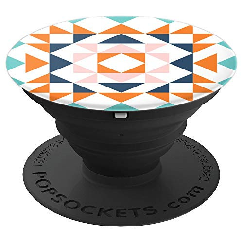 Geometric Shape Barn Quilt Block Design Orange Blue Pink - PopSockets Grip and Stand for Phones and Tablets