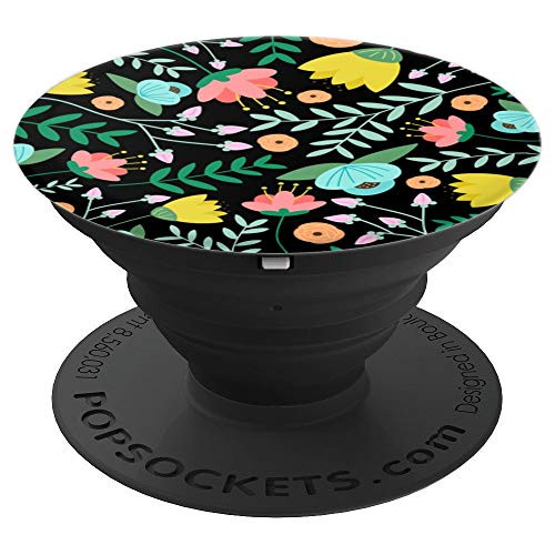 Wild Flower Cute Floral Pattern Spring Garden Colorful Black - PopSockets Grip and Stand for Phones and Tablets Wild Flower Cute Floral Pattern Spring Garden Colorful Black - PopSockets Grip and Stand for Phones and Tablets