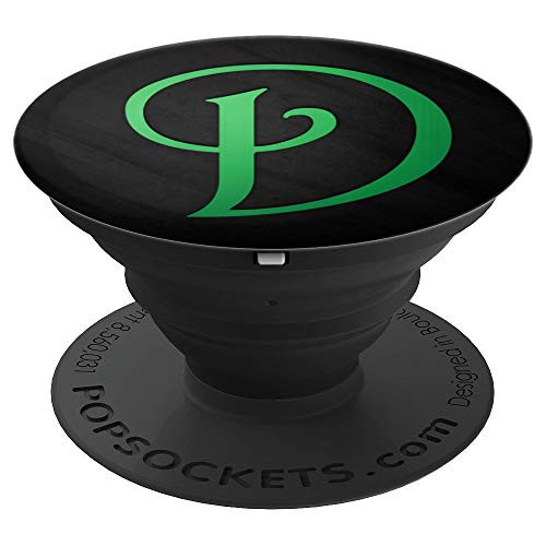 Green Letter D Monogram On Black - PopSockets Grip and Stand for Phones and Tablets