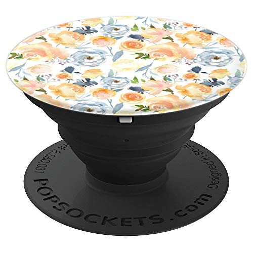 Cute And Pretty Floral Yellow Blue Print For Spring/Summer - PopSockets Grip and Stand for Phones and Tablets