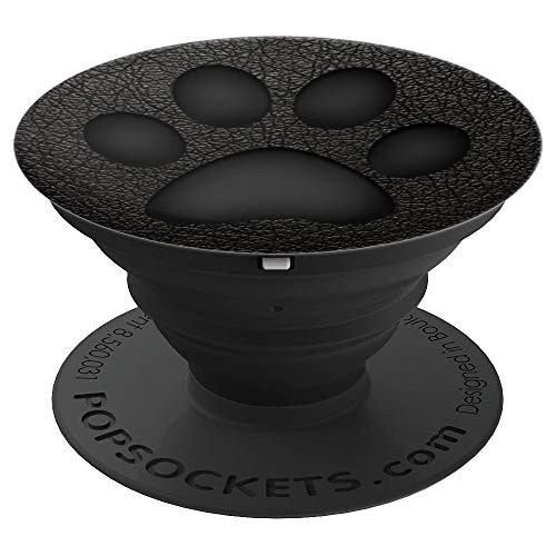 Black Gray Dog Paw Print on Black Marbled Look - PopSockets Grip and Stand for Phones and Tablets Black Gray Dog Paw Print on Black Marbled Look - PopSockets Grip and Stand for Phones and Tablets