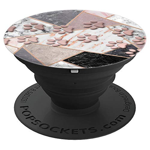 Golden Rose Pink Dog Cat Paw Print Track On All Marbled Look - PopSockets Grip and Stand for Phones and Tablets Golden Rose Pink Dog Cat Paw Print Track On All Marbled Look - PopSockets Grip and Stand for Phones and Tablets