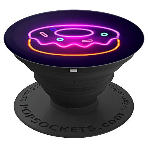 Cute Donut Pop Socket Sprinkles on Black - PopSockets Grip and Stand for Phones and Tablets