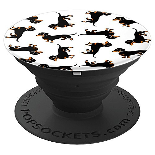 Black and Tan Dachshund Pattern - PopSockets Grip and Stand for Phones and Tablets