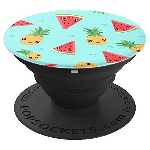 Cute Kawaii Smiling Watermelon & Pineapple Tropical Fruit - PopSockets Grip and Stand for Phones and Tablets