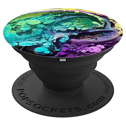 Abstract Painting with paint swirls- green, teal, purple - PopSockets Grip and Stand for Phones and Tablets