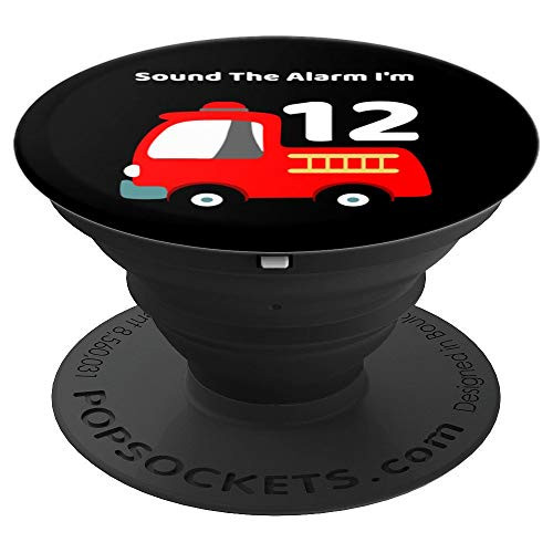 Fire Fighter Truck 12 Year Old Birthday Art | 12th Bday - PopSockets Grip and Stand for Phones and Tablets