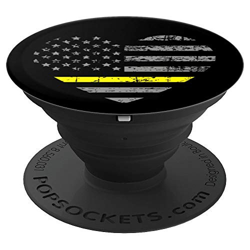 Tow Truck Driver Heart Thin Yellow Line Flag - PopSockets Grip and Stand for Phones and Tablets