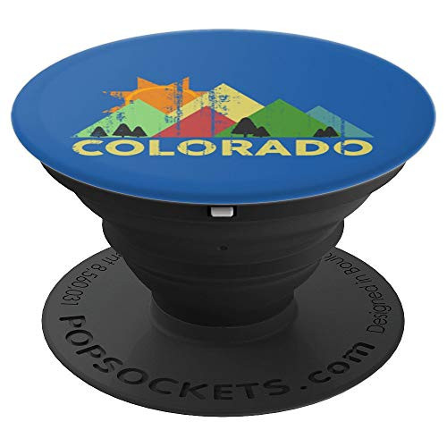 Colorado Art | Distressed Vintage Denver State Art Gift - PopSockets Grip and Stand for Phones and Tablets