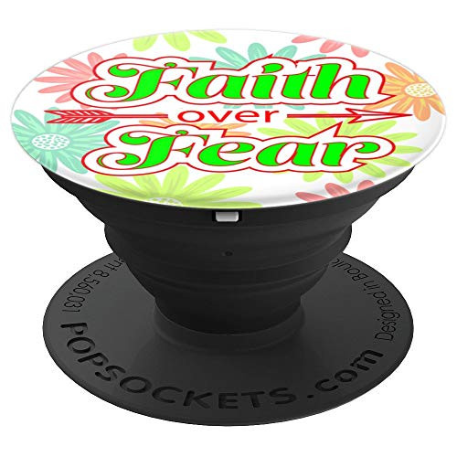 Faith Over Fear Spring Flowers Psalm Bible Scripture Verse - PopSockets Grip and Stand for Phones and Tablets