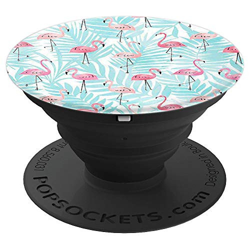 Pop Sockets Flamingo Pink Blue Palm Leaves Cute for Girls - PopSockets Grip and Stand for Phones and Tablets
