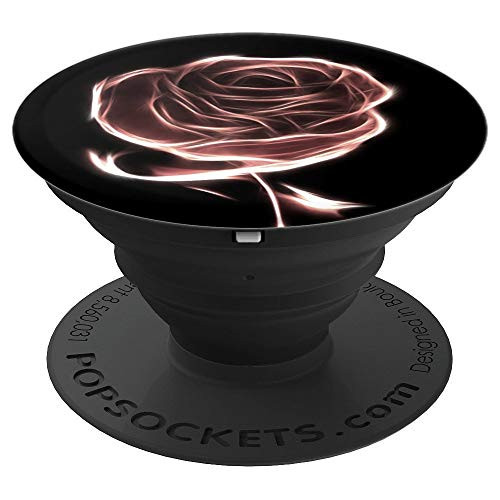 Floral Chic Design Pink Golden Rose Flower On Black - PopSockets Grip and Stand for Phones and Tablets Floral Chic Design Pink Golden Rose Flower On Black - PopSockets Grip and Stand for Phones and Tablets