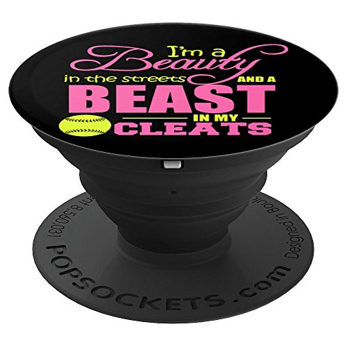 Beauty in the Street Beast in my Cleats Girls Softball - PopSockets Grip and Stand for Phones and Tablets