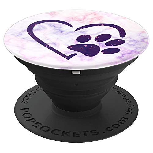 Paw Print Heart Pink Purple Marble Pet Dog Cat Owner Lover - PopSockets Grip and Stand for Phones and Tablets Paw Print Heart Pink Purple Marble Pet Dog Cat Owner Lover - PopSockets Grip and Stand for Phones and Tablets
