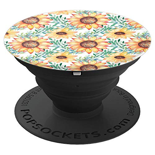 Sunflower Beautiful Cute Yellow Floral Watercolor Pattern - PopSockets Grip and Stand for Phones and Tablets