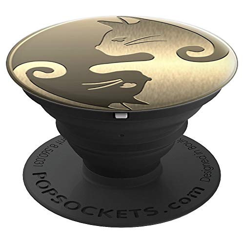 Gold Yin Yang Cats Pop Socket - PopSockets Grip and Stand for Phones and Tablets